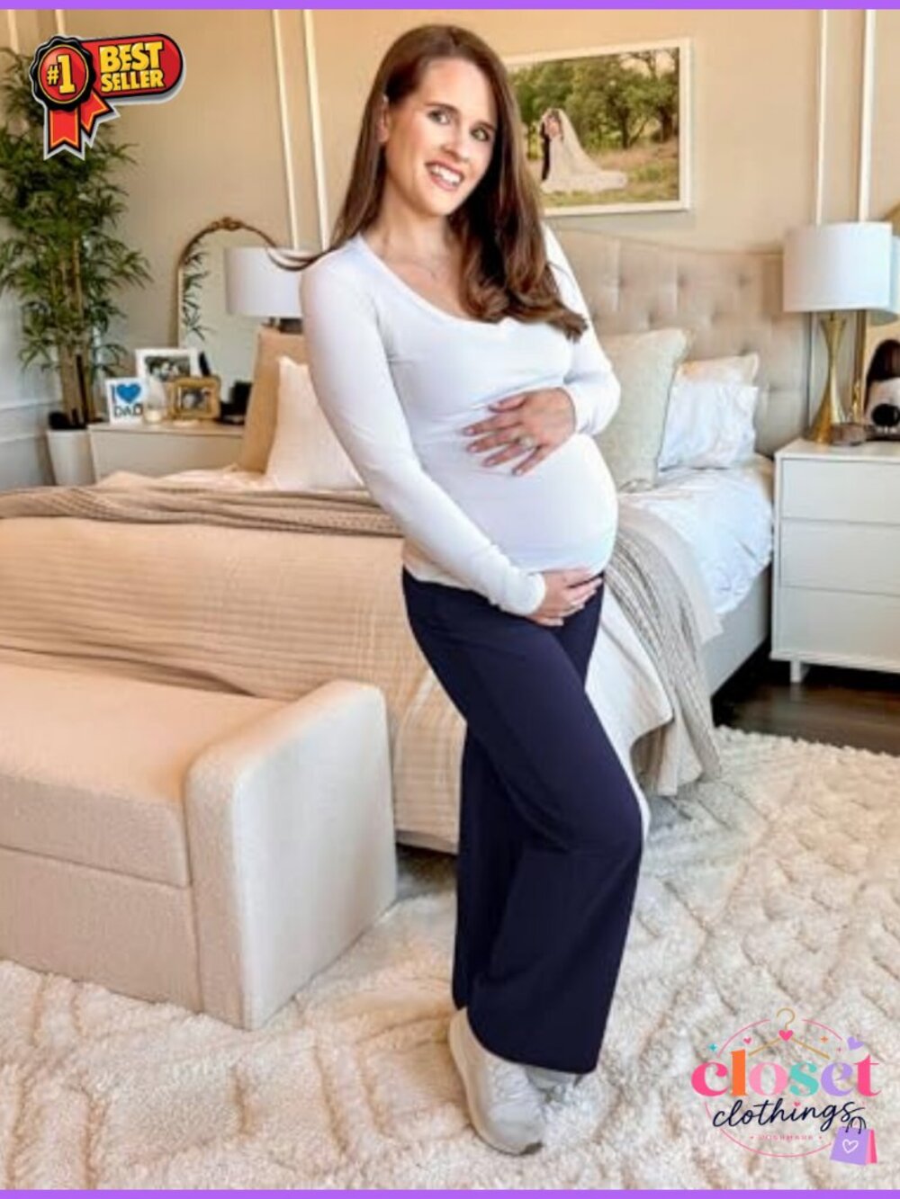 Maternity Yoga Pants Over the Belly High Rise Wide Leg Soft BareFeel Leggings